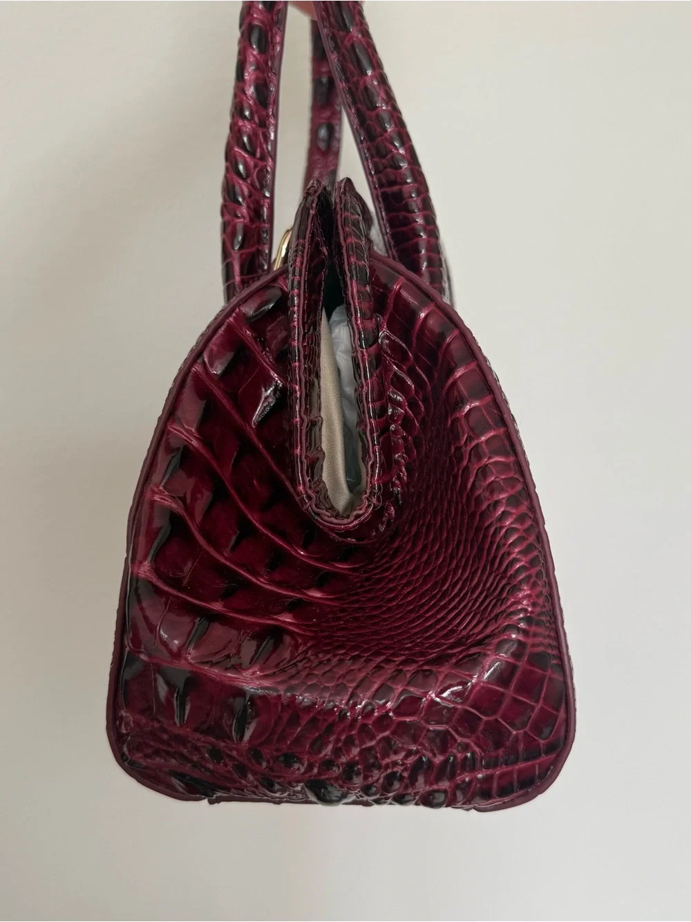 Brahmin Mika Satchel Cherry Lacquer Melbourne Leather